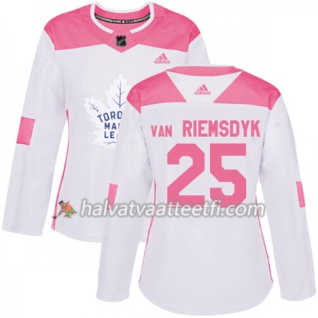 Naisten NHL Toronto Maple Leafs Pelipaita James Van Riemsdyk 25 Adidas 2017-2018 Valkoinen Vaaleanpunainen Fashion Authentic